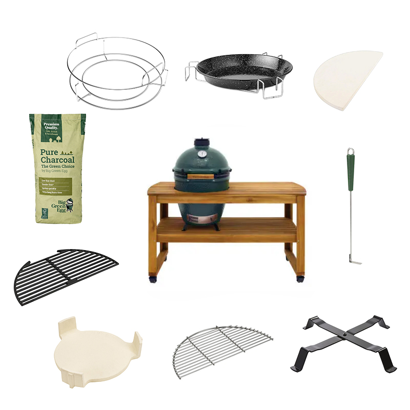 Big Green Egg Large + Eucalyptus tafel Compleet Set