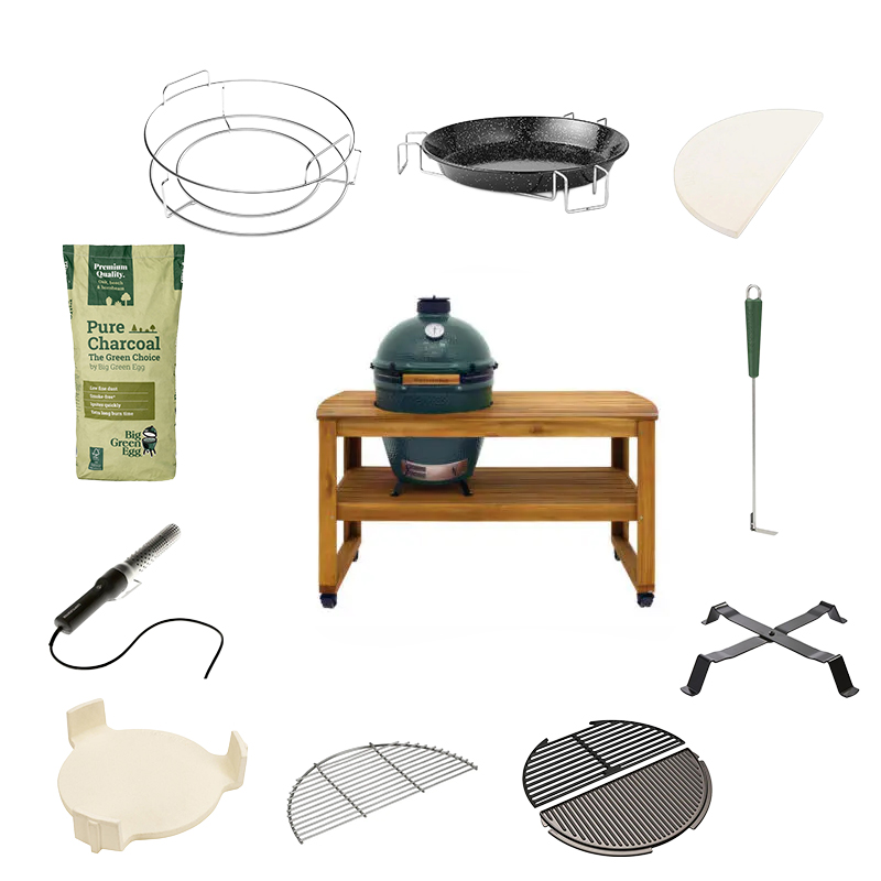 Big Green Egg Large + Eucalyptus tafel Deluxe Set
