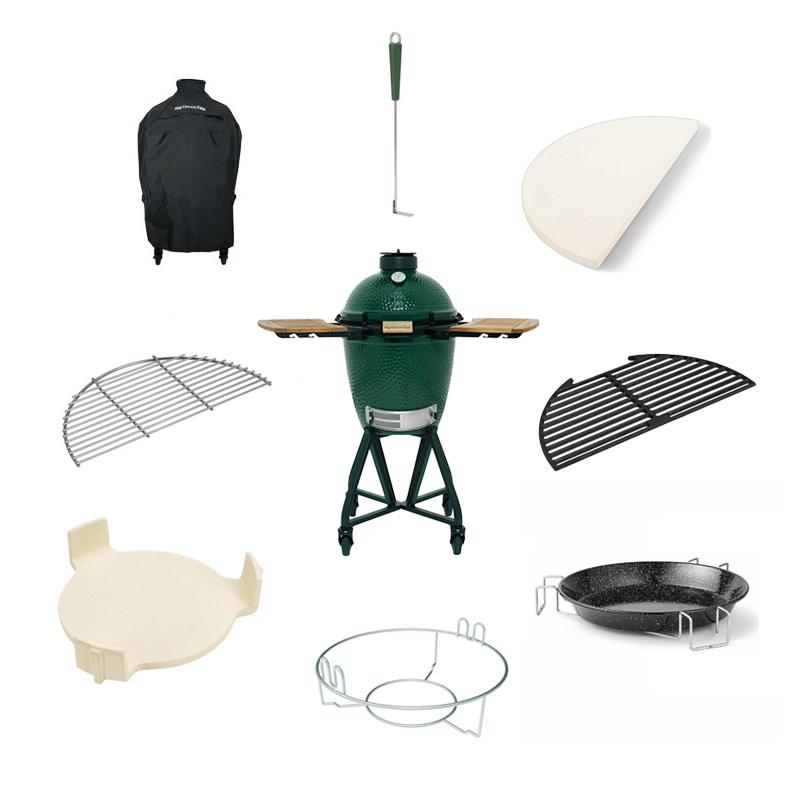 Big Green Egg Medium + Nest Handler + Zijtafels Voordeelpakket Deluxe