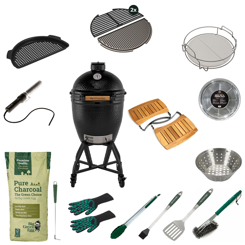 Big Green Egg The Onyx Large + Nest Handler + EGG Mates Deluxe Set